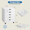 5 Drawer Chest Wood File Cabinet Rolling Storage Dresser with Wheels for Home Office, White